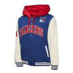 Mitchell & Ness Pánská mikina New York Rangers NHL Courtside Fleece Button Front Vintage Logo Velikost: XL