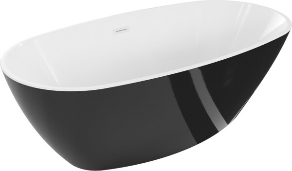 MEXEN/S - Eris volně stojící vana 170 x 80, bílá/černá, sifon a přepad bílá 53441708075-20