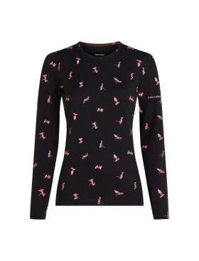 ICEBREAKER Wmns 200 Oasis LS Crewe Ski Day, Black/Acid Pink/Aop velikost: XS