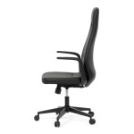 Kancelářské křeslo, černá ekokůže, houpací mechanismus s aretací ve 3 polohách, kovový kříž, kolečka pro tvrdé povrchy