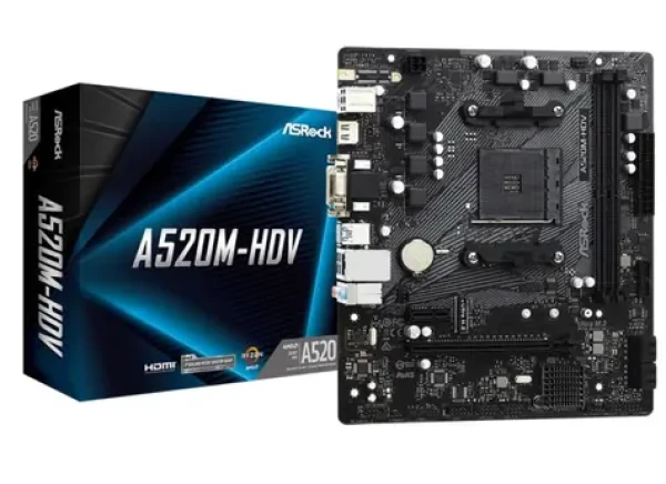 ASRock A520M-HDV / AMD A520 / DDR4 / SATA III RAID / USB / GLAN / M.2 / sc.AM4 / mATX (90-MXBE50-A0UAYZ)