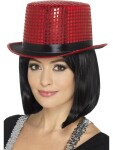 Smiffys Klobouk cylindr červený flitrový