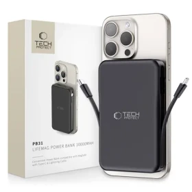 Tech-Protect LifeMag PB31 černá / Powerbanka / MagSafe / 10000mAh / USB-C / USB-A / Lightning (25384-0)