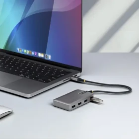 StarTech USB-C Hub 4 porty šedá / USB rozbočovač / 4× USB-A / 1× USB 2.0 / 5 Gbps (5G4AC-USB-C-HUB)