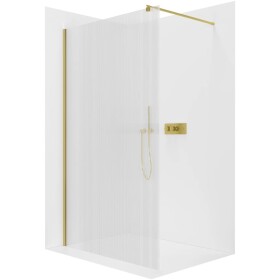CERANO Sprchová zástěna Walk-in Onyx Round L/P - 8 mm - kulatá vzpěra - zlatá, rýhované sklo - 100x200 cm