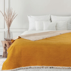 Bavlněná deka se střapci - žlutá Šířka: 150 cm | Délka: 200 cm