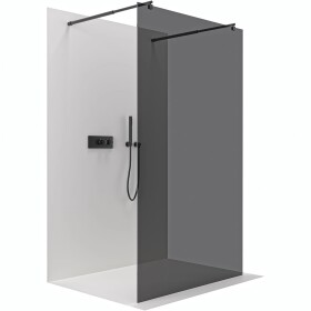 CERANO Sprchová zástěna Walk-in Onyx Duo L/P - 10 mm - kulatá vzpěra - černá matná, grafitové sklo - 160x200 cm