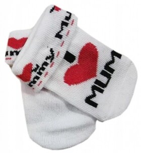 Kojenecké bavlněné ponožky Love Mum, bílé potiskem, vel.