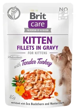 Brit Care Cat Kitten Tender Turkey / Kapsičky pro koťata / Filety ve šťávě / 85 g