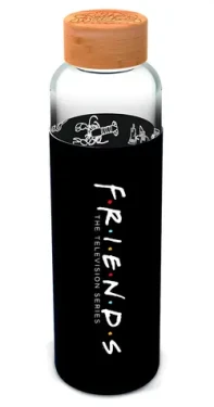 STOR Láhev na pití Přátelé / Sklo, silikonový návlek / 585 ml (ST00655EPM)