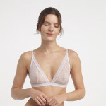 Dámská krajková podprsenka bez kostic DIM ROMANCE TRIANGLE WIREFREE BRA - DIM - růžová M