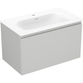 MEXEN/S - Rivel koupelnová skříňka 80 cm s umyvadlem Vela, 1 šuplík, reliéf , šedá mat/bílá mat 91A20-08047-1-BF62-W23M01
