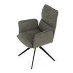 Židle jídelní, zelená látka, 360° vratný mechanismus, černý kov