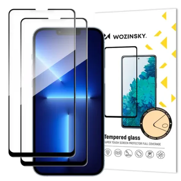 Wozinsky Full Glue 2v1 sada černá / Ochranné sklo / Apple iPhone 14 Plus, 13 Pro Max / Case Friendly