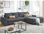 Rohová sedací souprava Yoko, tmavě šedá látka