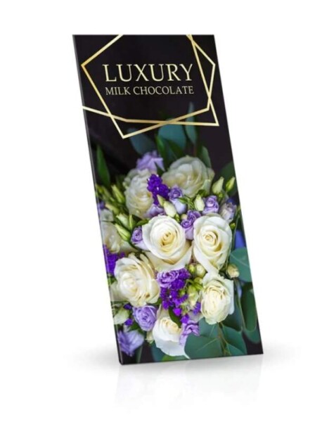 LUXURY bílé růže, mléčná čokoláda s mandlemi a malinami 175g