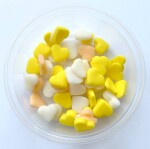 Dortisimo Cukrová srdíčka malá bílá, žlutá a broskvová (50 ks)