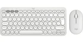 Logitech Pebble 2 Combo bílá / Bezdrátová sada klávesnice a myši / US layout (920-012240)