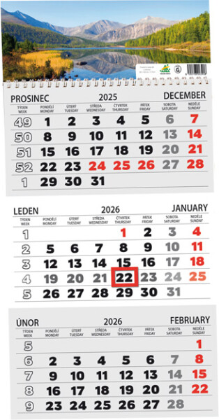 Nástěnný kalendář ARIA 2026 - Tříměsíční