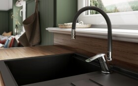 NOVASERVIS - Dřezová baterie s černým flexi ramenem Metalia 54, chrom 54014F,0C