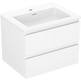 MEXEN/S - Rivel koupelnová skříňka 60 cm s umyvadlem Otis, 2 zásuvky, reliéf , bílá mat 91A20-06047-2-BFF01-W18M01