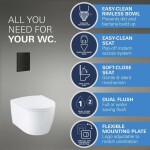 GROHE - Start Round Set předstěnové instalace, klozetu Start Round, sedátka Softclose a tlačítka Even, matná černá 103847SH00