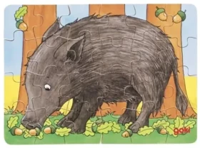 GOKI Dřevěné puzzle Lesní zvířátka: Divočák