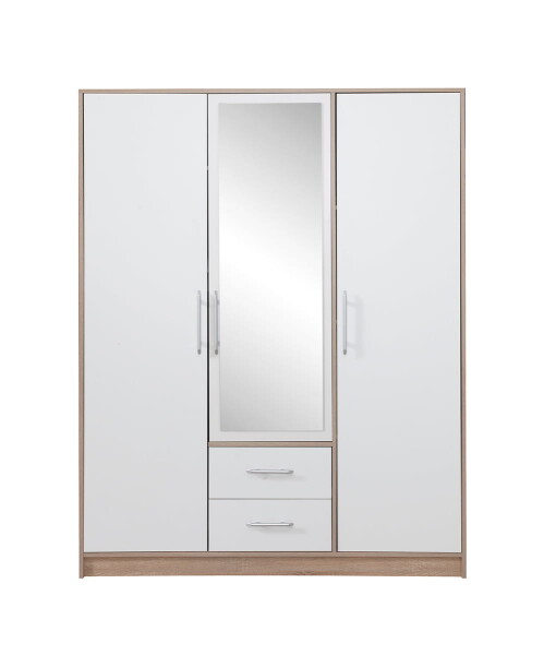 FRONTI Šatní skříň SMART II 150 se zrcadlem dub sonoma + bílý lux 13455
