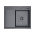 VELAZO - Ocelový dřez 58 x 48, grafit, s odkapávačem VELAZ5848RB