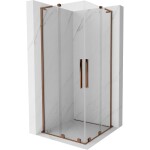 MEXEN/S - Velar L Duo sprchový kout, posuvné dveře 90 x 90, transparent, růžové zlato 871-090-090-02-03-60