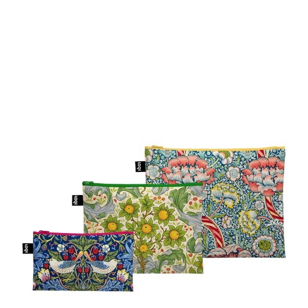 Taštičky na zip 3 ks LOQI WILLIAM MORRIS Wandle, The Orchard, The Strawberry Thief