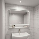 REA - LED zrcadlo na zeď s policí 80x60 cm L-8060 HOM-08530