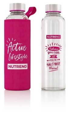 Nutrend Sportovní lahev skleněná, 500 ml - růžová s termoobalem