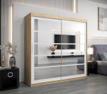 Šatní skříň Abi Ro2 Barva korpusu: Dub Sonoma, Rozměry: 250 cm, Dveře: Černá