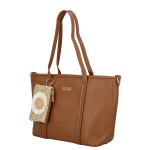 Trendy dámská koženková kabelka na rameno Felicia, hnědá