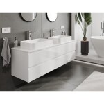 MEXEN/S - Orio koupelnová skříňka pod umyvadlo 160 cm s deskou, 2 zásuvky, bílá lesk 91A10-16047-2-BFFC00