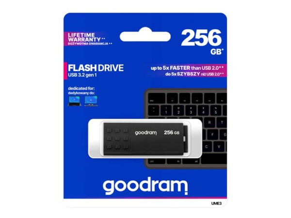 GOODRAM UME3 256GB černá / Flash disk / USB 3.0 / čtení: 60MBs / zápis: 20MBs (UME3-2560K0R11)