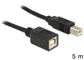Delock Prodlužovací kabel USB 2.0 B (M) - USB 2.0 B (F) 5 m černá / Kabel / USB 2.0 / 480 Mbit/s (83429)
