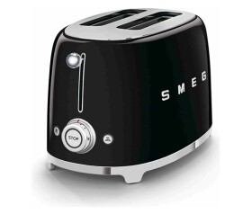 Smeg TSF01BLEU toustovač / topinkovač, 2 toasty, 6 úrovní opékání, zásuvka na drobky, styl. 50. let, černá