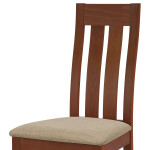 Jídelní židle, masiv buk, barva třešeň, látkový béžový potah