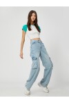 Koton Cargo Jeans Straight Jeans Pocket Detailní rovné nohavice - Nora Jean