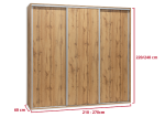 Nábytek Mikulík Skříň ONYX - 3x plné dveře (š 210-270 cm/v 240 cm) ROZMĚR: (š/v/h) 240 x 240 x 60 cm