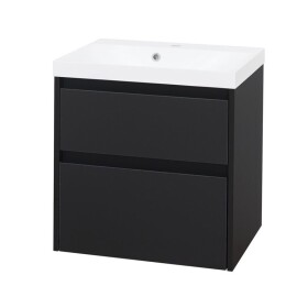 MEREO - Opto, koupelnová skříňka s umyvadlem z litého mramoru 61 cm, černá CN940M