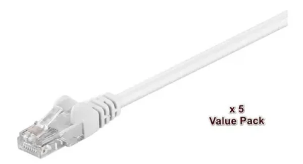 MicroConnect CAT5e U/UTP VALUEPACK 15m bílá / PVC / 5ks (V-UTP515WVP)