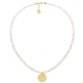 Perlový náhrdelník Barbara Gold - chirurgická ocel, sladkovodní perla, Zlatá 45 cm + 3 cm (prodloužení)