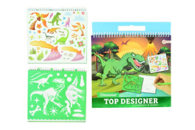 Blok se šablonami s nálepkami dinosaurus 26x29cm