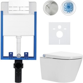 CERANO - Kompletní WC set Profi/Cronus Standard - bílá lesklá - WC tlačítko Line/Bílá - pro zazdění - 59,3x38,4 CER-235662