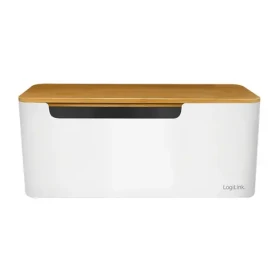 LogiLink Cable Box bílá / Krabice na organizaci kabelů / 320x140x130 mm / bambusové víko (KAB0075)