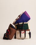 HAY Bavlněná taška Weekend Bag S Brown Multi, hnědá barva, textil