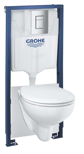 GROHE - Solido Set předstěnové instalace, klozetu Bau Ceramic a sedátka softclose, tlačítko Skate Cosmopolitan, chrom 39586000